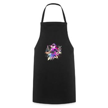 Blumen - Kochschürze - Schwarz - Vorne - AI Model Male 185 dark (185cm)