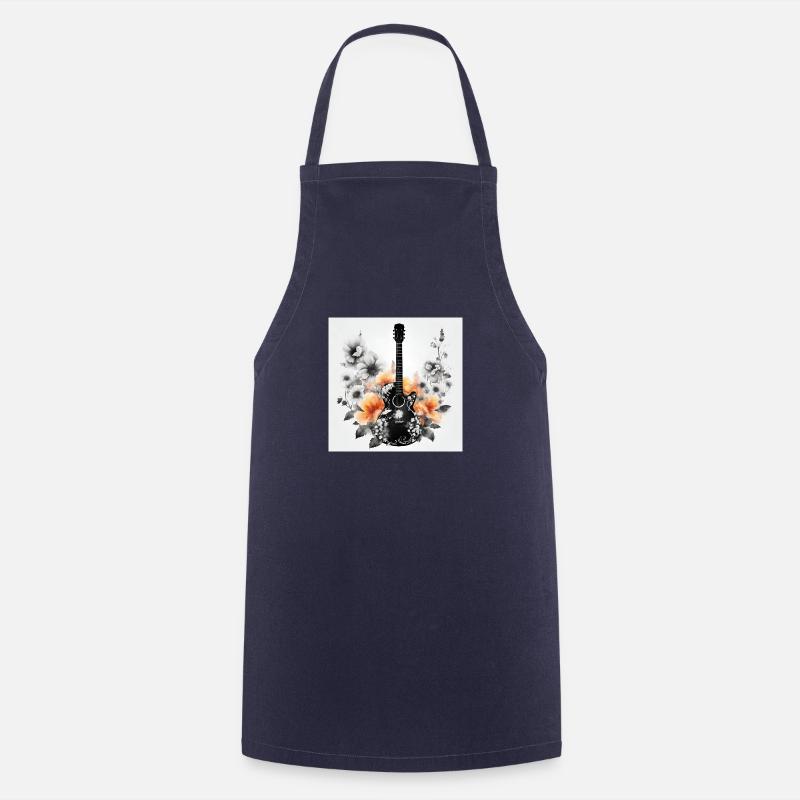 GUITAR IN BLOOM - Cooking Apron - navy