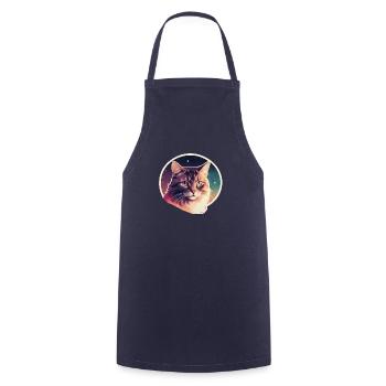 Katze in den Sternen - Kochschürze - Navy - Vorne - AI Model Male 185 dark (185cm)