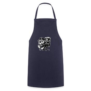 Bulldogge als Chef - Kochschürze - Navy - Vorne - AI Model Male 185 dark (185cm)