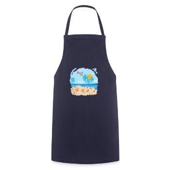 Plaisir de la plage - Tablier de cuisine - marine - Devant - AI Model Male 185 dark (185cm)