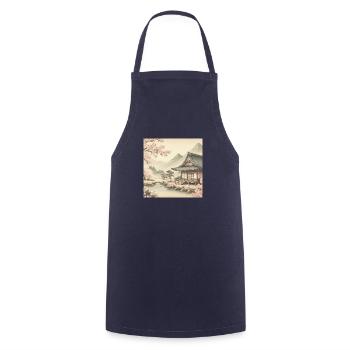 Japon Vintage Bright - Tablier de cuisine - marine - Devant - AI Model Male 185 dark (185cm)