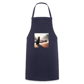 A true cat in a desert 4 - Cooking Apron - navy - Front - AI Model Male 185 dark (185cm)