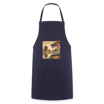 Japan Vintage Pagoda - Cooking Apron - navy - Front - AI Model Male 185 dark (185cm)