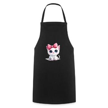 Chat mignon avec arc sur la tête - Tablier de cuisine - noir - Devant - AI Model Male 185 dark (185cm)