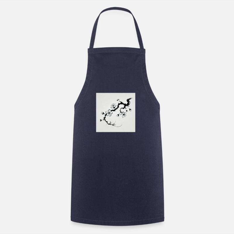 Minimalist cherry blossom image - Cooking Apron - navy