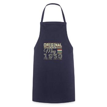 Cadeau Anniversaire Mai 1950, Gift May 1950 - Tablier de cuisine - marine - Devant - AI Model Male 185 dark (185cm)