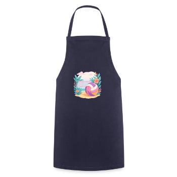 Sunset Spike – Beach Vibes Only - Cooking Apron - navy - Front - AI Model Male 185 dark (185cm)