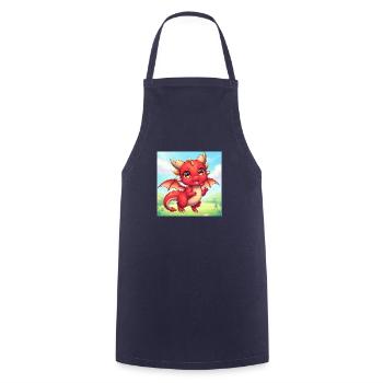 Red Chibi Dragon - Cooking Apron - navy - Front - AI Model Male 185 dark (185cm)