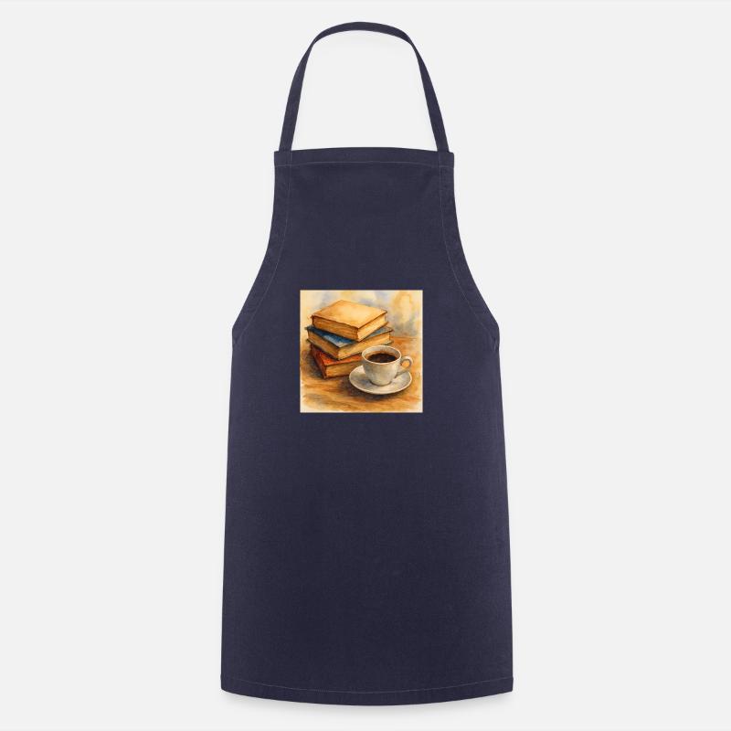 Book and coffee - Cooking Apron - navy