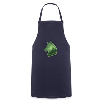 grüner Fuchskopf - WiederWilderLeben - Kochschürze - Navy - Vorne - AI Model Male 185 dark (185cm)