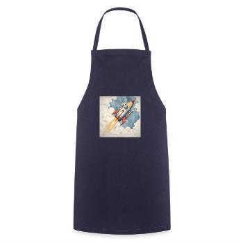 Rakete startet in den blauen Himmel durch Wolken. - Kochschürze - Navy - Vorne - AI Model Male 185 dark (185cm)