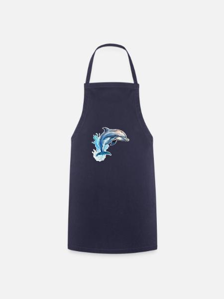 Delfin springend - Kochschürze - Navy