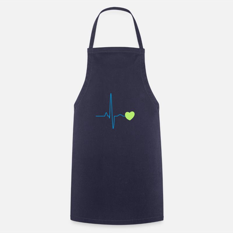 Herzschlag mit Herz 2c - Kochschürze - Navy