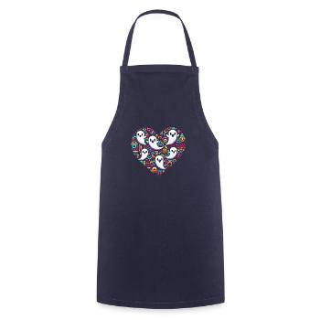 Pre-Columbian Pop Art Ghost Heart T-Shirt - Cooking Apron - navy - Front - AI Model Male 185 dark (185cm)