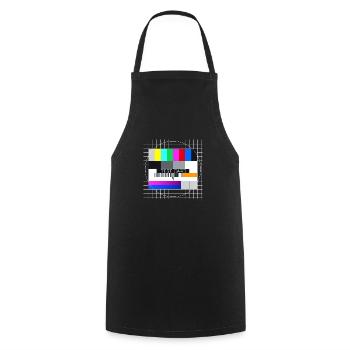 Testbild Fernsehen Bildschirm Sendeschluss Display - Kochschürze - Schwarz - Vorne - AI Model Male 185 dark (185cm)
