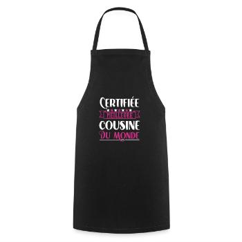 Certifiée meilleure cousine du monde cadeau humour - Tablier de cuisine - noir - Devant - AI Model Male 185 dark (185cm)