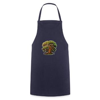 Eiche großer Baum - Kochschürze - Navy - Vorne - AI Model Male 185 dark (185cm)