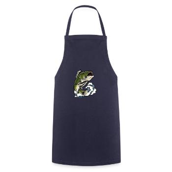 bass fishing illustration - Cooking Apron - navy - Front - AI Model Male 185 dark (185cm)