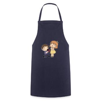 Demande en mariage - Tablier de cuisine - marine - Devant - AI Model Male 185 dark (185cm)