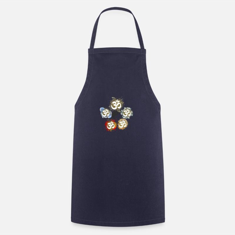 OM Elements Feu Terre Air Métal Eau Yin Yang - Tablier de cuisine - marine