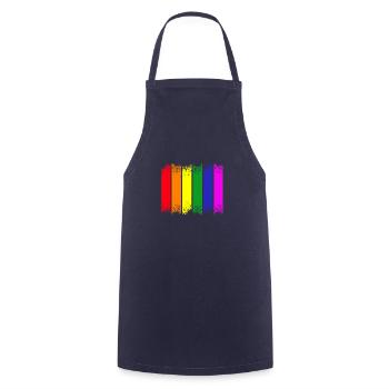 Fierté à rayures arc-en-ciel - Tablier de cuisine - marine - Devant - AI Model Male 185 dark (185cm)