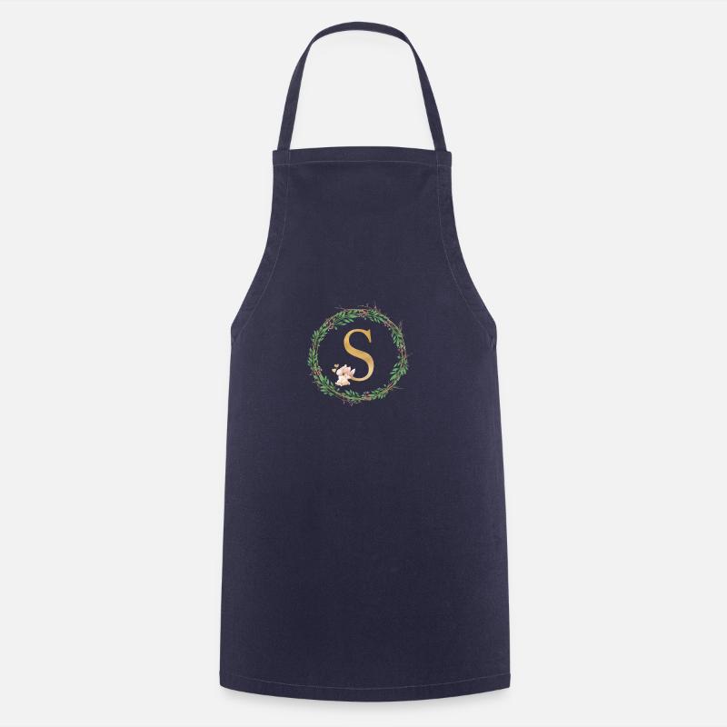 Customizable Monogram S - Cooking Apron - navy