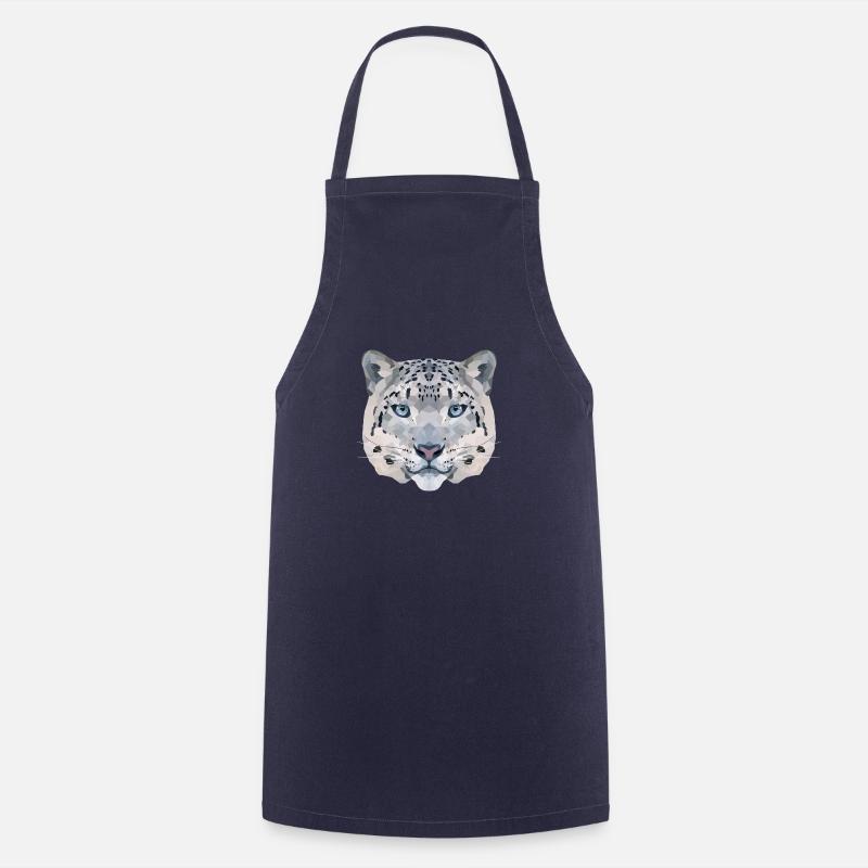 Polyart Schneeleopard - Kochschürze - Navy