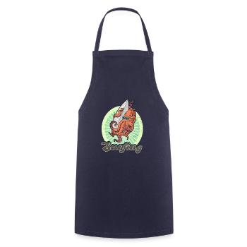 surfboard octopus surfing ocean summer vacation - Cooking Apron - navy - Front - AI Model Male 185 dark (185cm)