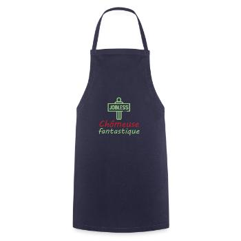 Tshirt femme Chômeuse fantastique - Tablier de cuisine - marine - Devant - AI Model Male 185 dark (185cm)