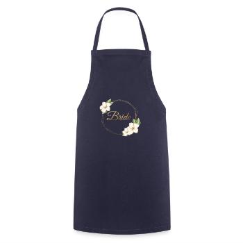 Team Bride Floral Circle Customizable - Cooking Apron - navy - Front - AI Model Male 185 dark (185cm)
