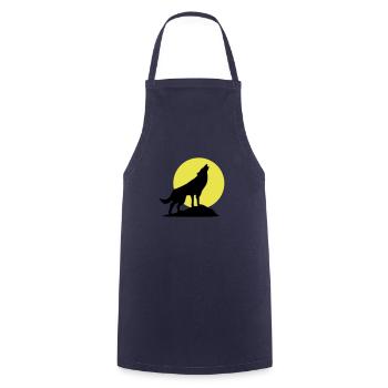 Wolf und Vollmond - Kochschürze - Navy - Vorne - AI Model Male 185 dark (185cm)