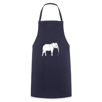 Elephant fine line art on white - Cooking Apron - navy - Front - AI Model Male 185 dark (185cm)