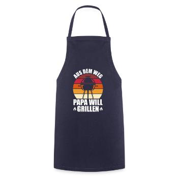 Papa will grillen Grillsaison BBQ - Kochschürze - Navy - Vorne - AI Model Male 185 dark (185cm)