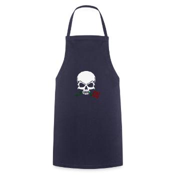 Rose And Skull - Cooking Apron - navy - Front - AI Model Male 185 dark (185cm)