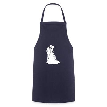 Bride Groom Newlyweds Wedding - Cooking Apron - navy - Front - AI Model Male 185 dark (185cm)
