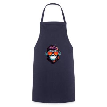 Monkey Head Portrait Cool - Cooking Apron - navy - Front - AI Model Male 185 dark (185cm)