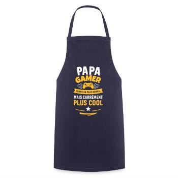 Papa gamer – plus cool qu’un papa normal - Tablier de cuisine - marine - Devant - AI Model Male 185 dark (185cm)