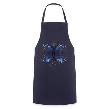 ALIVE - Édition de motifs géométriques / Noir et bleu - Tablier de cuisine - marine - Devant - AI Model Male 185 dark (185cm)