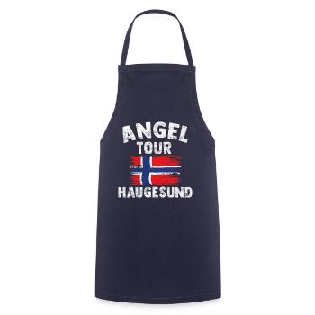 HAUGESUND - Angel Tour Norwegen Personalisierbar - Kochschürze - Navy - Vorne - AI Model Male 185 dark (185cm)