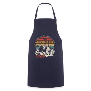 Retro Gift 1985 September Vintage September 1985 - Cooking Apron - navy - Front - AI Model Male 185 dark (185cm)