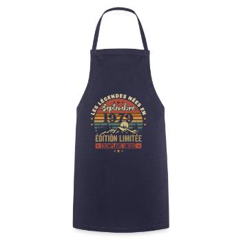 Retro 1979 - Legends born in September 1979 - Cooking Apron - navy - Front - AI Model Male 185 dark (185cm)