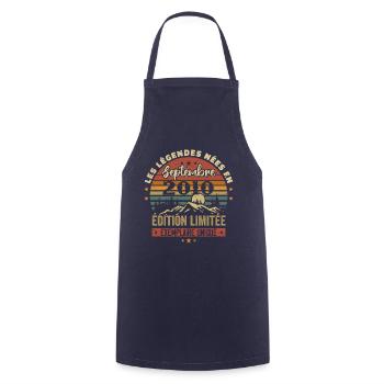 Retro 2010 - Legends born in September 2010 - Cooking Apron - navy - Front - AI Model Male 185 dark (185cm)