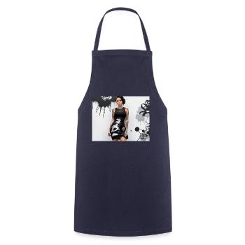 Éclaboussures noires femme robe avec motif omikly - Tablier de cuisine - marine - Devant - AI Model Male 185 dark (185cm)