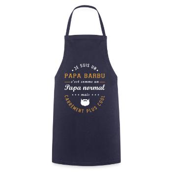 PAPA BARBU Cadeau papa - Tablier de cuisine - marine - Devant - AI Model Male 185 dark (185cm)