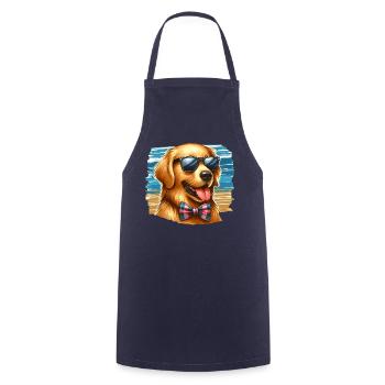 Golden Retriever Wearing Sunglasses - Cooking Apron - navy - Front - AI Model Male 185 dark (185cm)