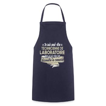 Technicienne laboratoire connerie humour citations - Tablier de cuisine - marine - Devant - AI Model Male 185 dark (185cm)