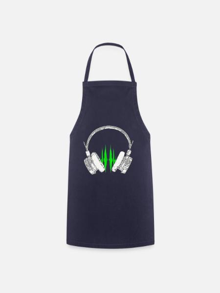 DJ Headphones Music Wave - Tablier de cuisine - marine