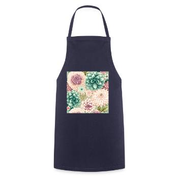Floral Design 14 - Kochschürze - Navy - Vorne - AI Model Male 185 dark (185cm)