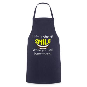 La vie est courte sourire pendant que vous avez encore des dents - Tablier de cuisine - marine - Devant - AI Model Male 185 dark (185cm)